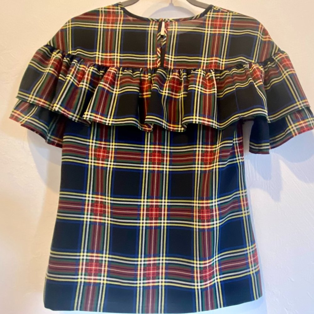 J.Crew Short Sleeve Scoop Neck Plaid Blouse!